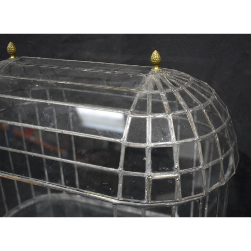 3194 - An antique leaded  glass terrarium 44 x 49 x 29cm