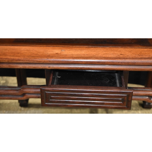 3195 - A Chinese Huali scholars table with four drawers 82 x 94 x 94 cm