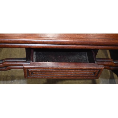 3195 - A Chinese Huali scholars table with four drawers 82 x 94 x 94 cm