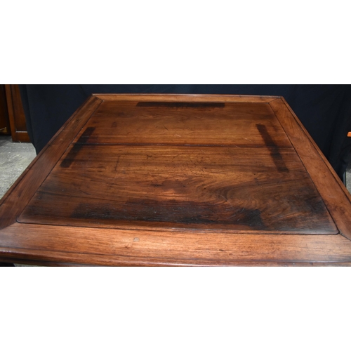 3195 - A Chinese Huali scholars table with four drawers 82 x 94 x 94 cm