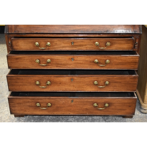 3199 - A George III mahogany bureau bookcase 217 x 107 x 51cm