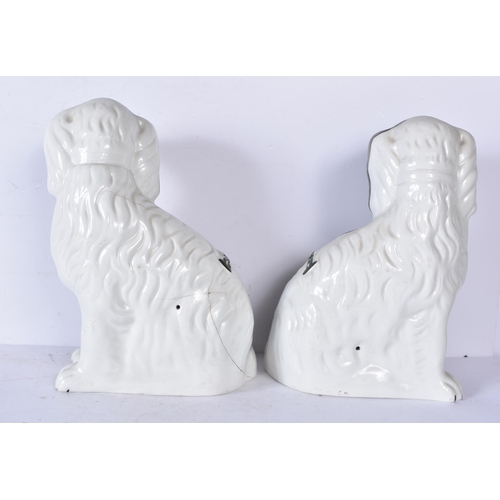 3201 - A pair of antique Staffordshire cats together with two dogs 24cm (4)