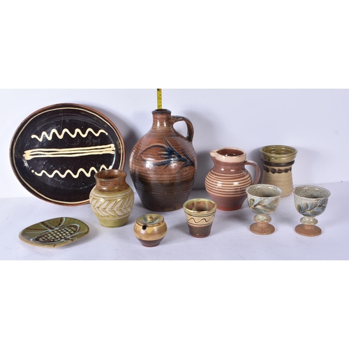 3203 - A collection of studio pottery items 32 x 28.5cm (10)