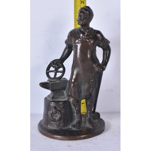 3297 - An antique small bronze figure of a blacksmith 12.5cm