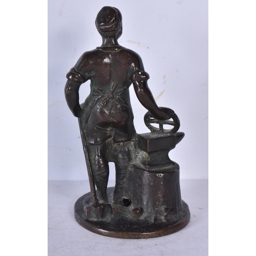 3297 - An antique small bronze figure of a blacksmith 12.5cm