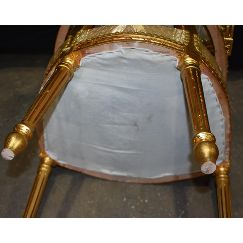 3313 - A pair of gilt wood and upholstered Louis XVI style chairs 104 x 58 x 52cm (2)
