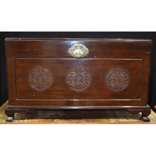 3340 - An early 20th Century Chinese carved Camphor wood chest 61 x 103 x 53cm