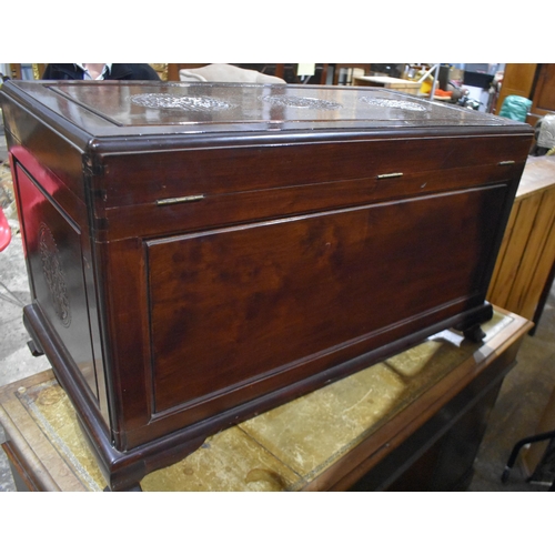 3340 - An early 20th Century Chinese carved Camphor wood chest 61 x 103 x 53cm