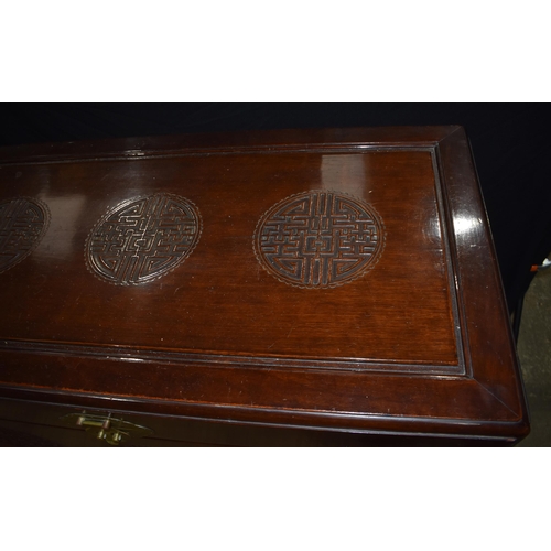 3340 - An early 20th Century Chinese carved Camphor wood chest 61 x 103 x 53cm