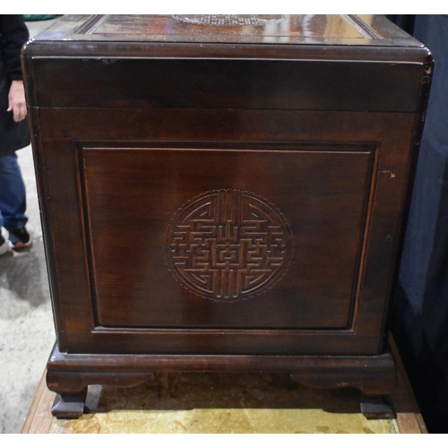 3340 - An early 20th Century Chinese carved Camphor wood chest 61 x 103 x 53cm