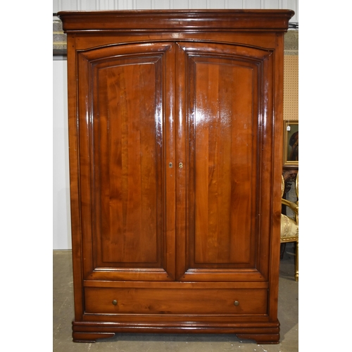 3343 - A large Satinwood Wardrobe with interior shelves, one hanging rail and one drawer 205 x 129 x 60cm