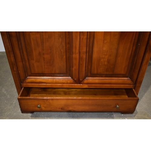 3343 - A large Satinwood Wardrobe with interior shelves, one hanging rail and one drawer 205 x 129 x 60cm