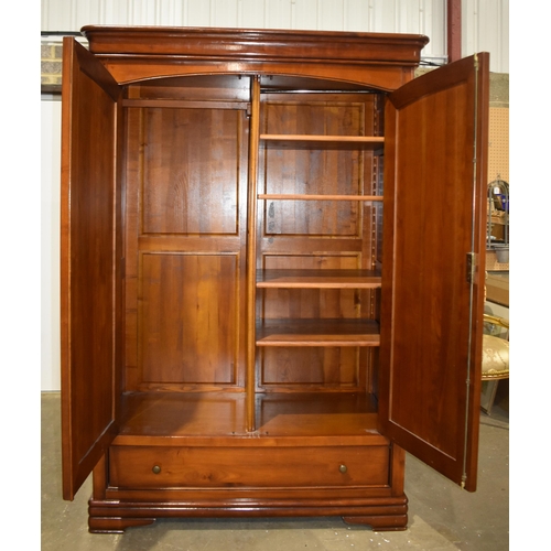 3343 - A large Satinwood Wardrobe with interior shelves, one hanging rail and one drawer 205 x 129 x 60cm
