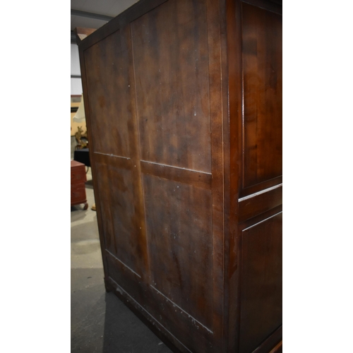 3343 - A large Satinwood Wardrobe with interior shelves, one hanging rail and one drawer 205 x 129 x 60cm