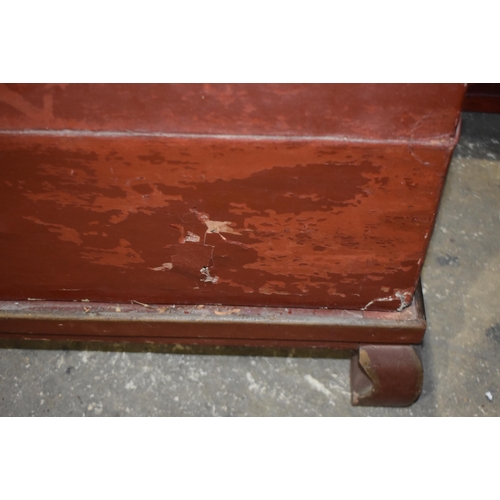 3345 - A pair of early 20th Century Chinese lacquered wood and leather chests 46 x 74 x 47cm (2)