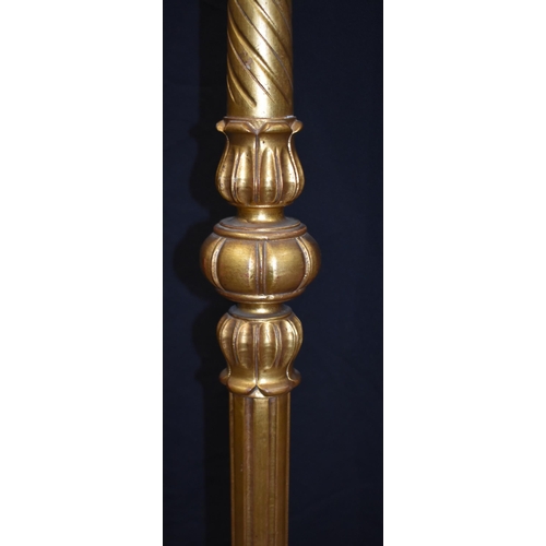 3346 - A gilt wood floor standing lamp with shade 145cm