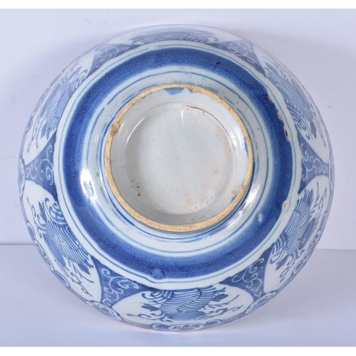 3351 - A 19th Century  Dutch Delft bowl together with a small English blue and white bowl 12 x 21cm (2)