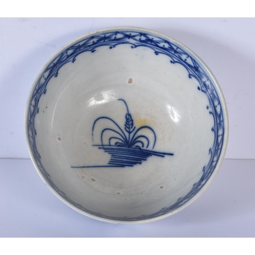 3351 - A 19th Century  Dutch Delft bowl together with a small English blue and white bowl 12 x 21cm (2)