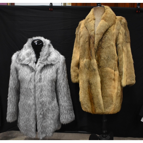 3359 - A Ruby & Ed simulated fur coat together with another fur coat both size 10/12 (2)