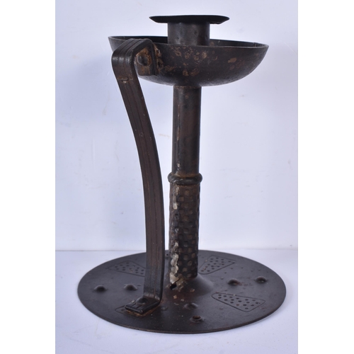 3379 - A pair of early 20th Century Coberg Iron candlestick holders by Hubert Berger 18cm (2)