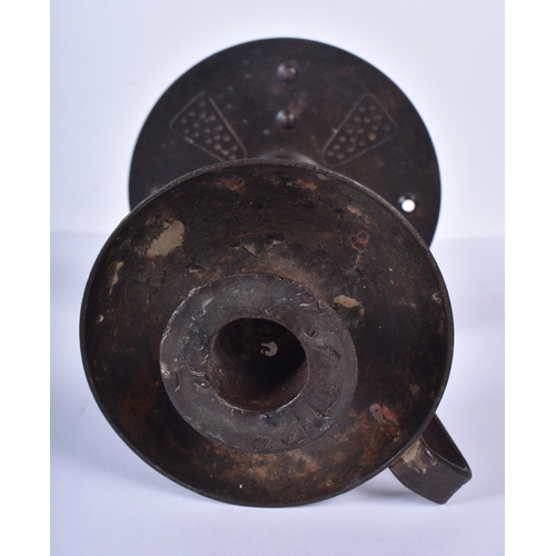 3379 - A pair of early 20th Century Coberg Iron candlestick holders by Hubert Berger 18cm (2)