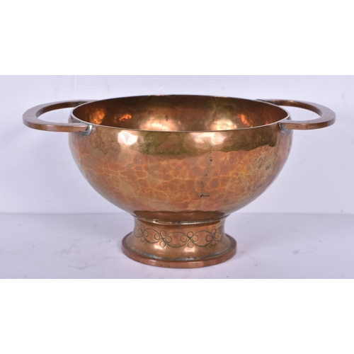 3380 - An antique silver plate Candelabra together with a silver plate Chamber Stick and a copper Vessel  1... 