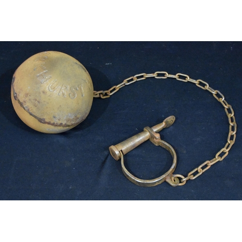 3388 - A  contemporary prisoners ball on a chain 81 x  15cm