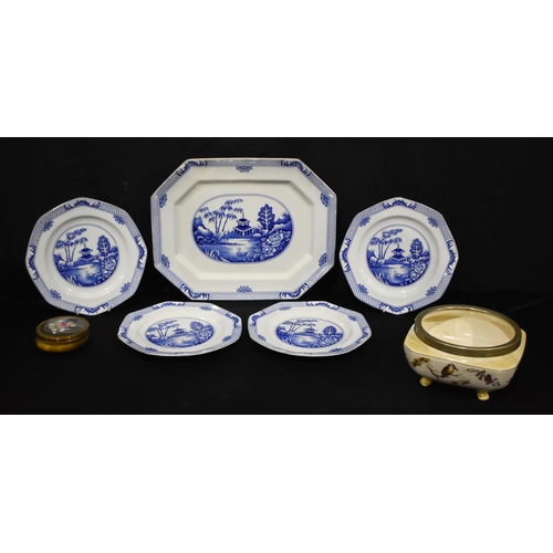 3409 - A collection of Gresley earthenware including Mow Tan together with a silver rimmed bowl and a small... 