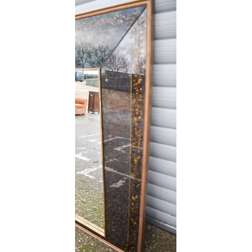 3430 - A large 20th century wooden framed Venetian style mirror with glass panelled surrounds with de-silve... 