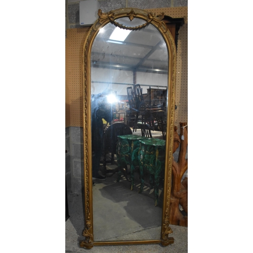 3431 - A huge 19th Century archtop pier mirror 193 x 72cm