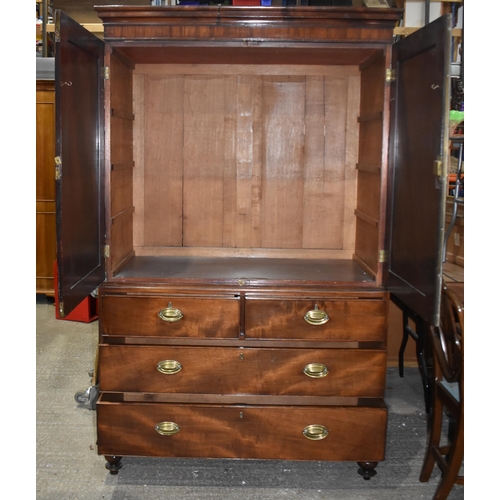 3432 - A 19th Century mahogany 3 drawer  Linen press 202 x 125 x 60cm