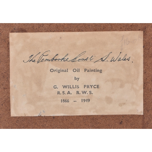 3438 - George Willis Pryce (1866 -1949 ) oil on board of the Pembrooke coast 18.5 x 23.5cm frame 24 x 29.5c... 