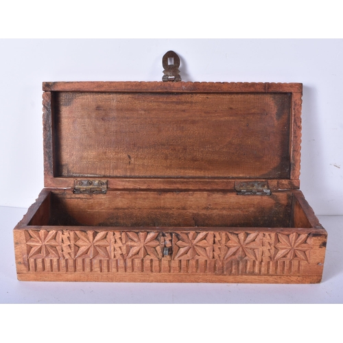 3451 - A small Indian carved wood and metal inlaid box together with another carved wood box 8 x 29 x 12cm ... 