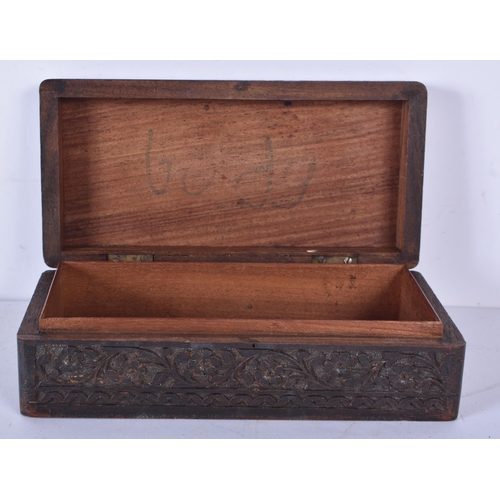 3451 - A small Indian carved wood and metal inlaid box together with another carved wood box 8 x 29 x 12cm ... 