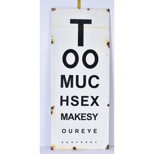 3452 - A enamelled metal novelty Eyesight test sign 56 x 23cm