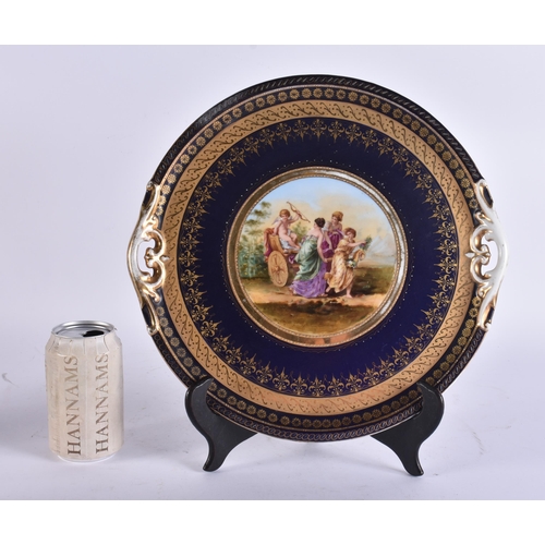 109 - AN EARLY 20TH CENTURY VIENNA PORCELAIN DISH/TRAY decorated with classical scenes after Kauffman. 32 ... 