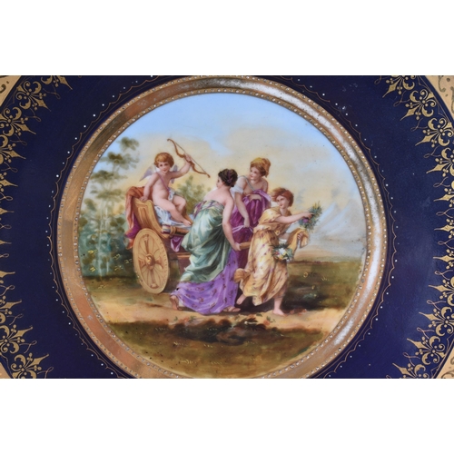 109 - AN EARLY 20TH CENTURY VIENNA PORCELAIN DISH/TRAY decorated with classical scenes after Kauffman. 32 ... 