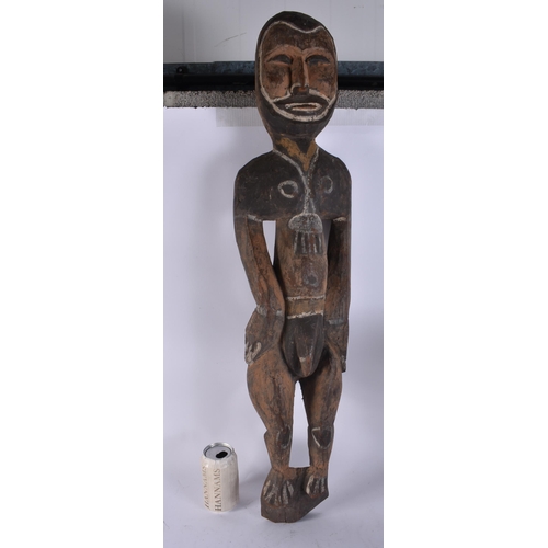 110 - A LARGE TRIBAL PAPUA NEW GUINEA SEPIK RIVER WOOD FIGURE. 85 cm x 15 cm.