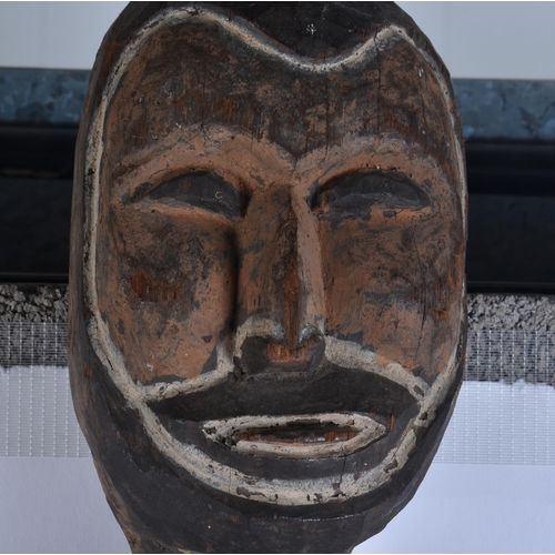 110 - A LARGE TRIBAL PAPUA NEW GUINEA SEPIK RIVER WOOD FIGURE. 85 cm x 15 cm.