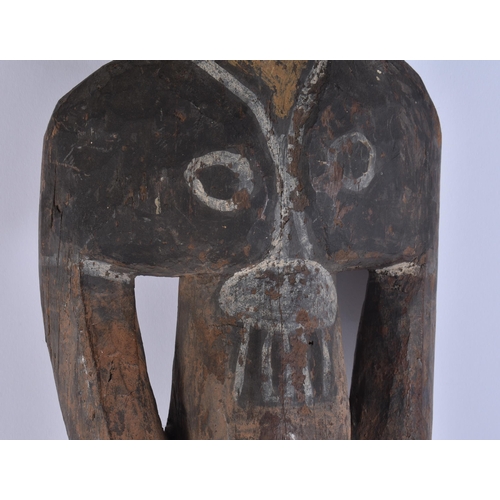 110 - A LARGE TRIBAL PAPUA NEW GUINEA SEPIK RIVER WOOD FIGURE. 85 cm x 15 cm.