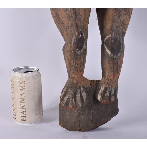 110 - A LARGE TRIBAL PAPUA NEW GUINEA SEPIK RIVER WOOD FIGURE. 85 cm x 15 cm.