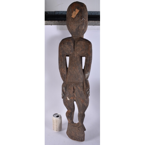 110 - A LARGE TRIBAL PAPUA NEW GUINEA SEPIK RIVER WOOD FIGURE. 85 cm x 15 cm.