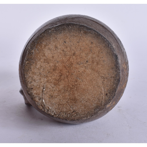 135 - A 17TH/18TH CENTURY ENGLISH STONEWARE TAVERN MUG. 13 cm high.