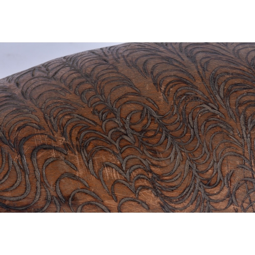 142 - A FINE AND UNUSUAL AUSTRALIAN ABORIGINAL CHIP CARVED BOWL decorated all over with foliage. 52 cm x 1... 