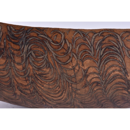 142 - A FINE AND UNUSUAL AUSTRALIAN ABORIGINAL CHIP CARVED BOWL decorated all over with foliage. 52 cm x 1... 