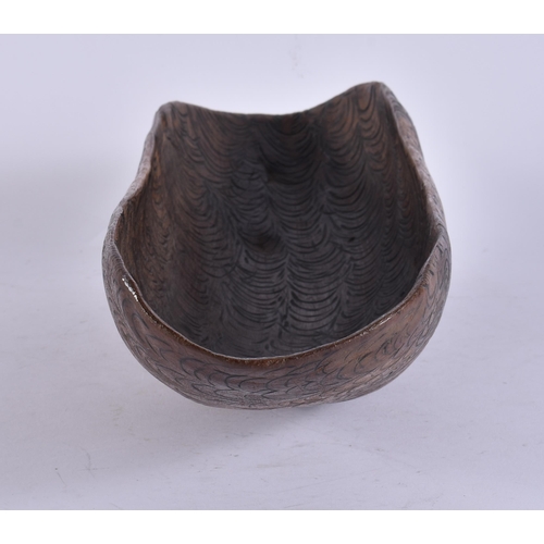 142 - A FINE AND UNUSUAL AUSTRALIAN ABORIGINAL CHIP CARVED BOWL decorated all over with foliage. 52 cm x 1... 