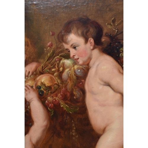 153 - European School (18th/19th Century) Follow of Peter Reubens, Oil on canvas, Putti and garlands. 116 ... 