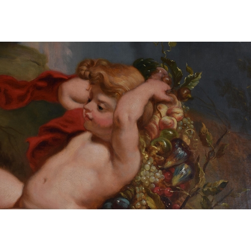 153 - European School (18th/19th Century) Follow of Peter Reubens, Oil on canvas, Putti and garlands. 116 ... 
