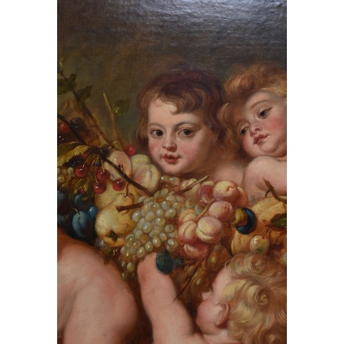 153 - European School (18th/19th Century) Follow of Peter Reubens, Oil on canvas, Putti and garlands. 116 ... 