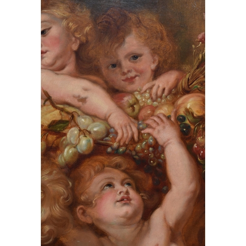 153 - European School (18th/19th Century) Follow of Peter Reubens, Oil on canvas, Putti and garlands. 116 ... 
